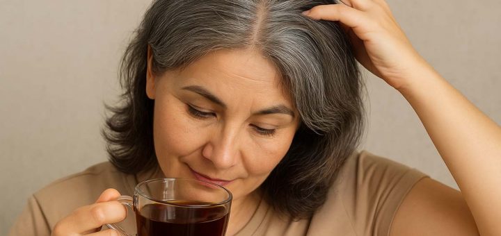 Graue Haare mit schwarzem Tee abdunkeln – so einfach geht’s